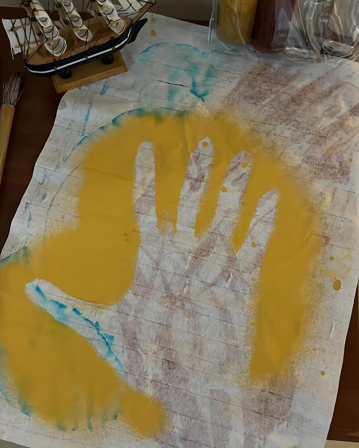 Hand print painting on paper